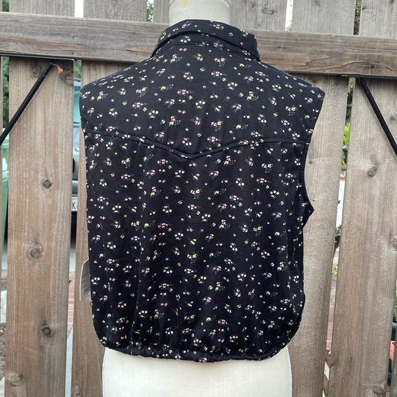 Sleeveless Top Crop Shirt Floral Print Size XL - Picture 2 of 7